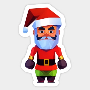 Santa Kickboxing Boxer Fighter Merry Kickmas Sticker